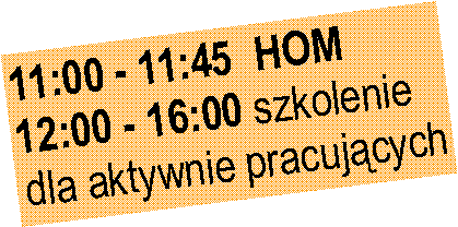 Pole tekstowe: 11:00 - 11:45  HOM 12:00 - 16:00 szkolenie dla aktywnie pracujcych